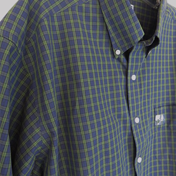 Macys Club Room Navy Blue and Green Plaid Mens Button Down Shirt.......225 - Picture 3 of 8